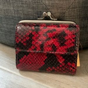Patricia Nash Italian Genuine Leather Python Astor Wallet-Berry Red.